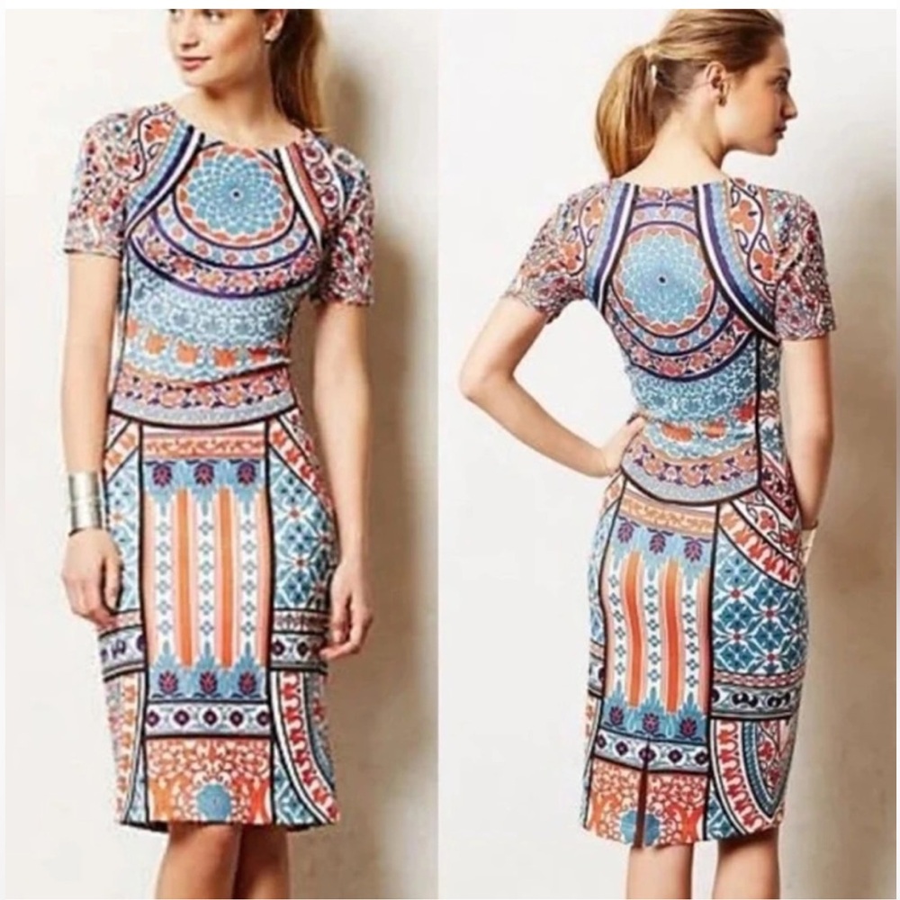 Pankaj & Nidhi Dress Size XS Colorful Print Short Sleeve Womens